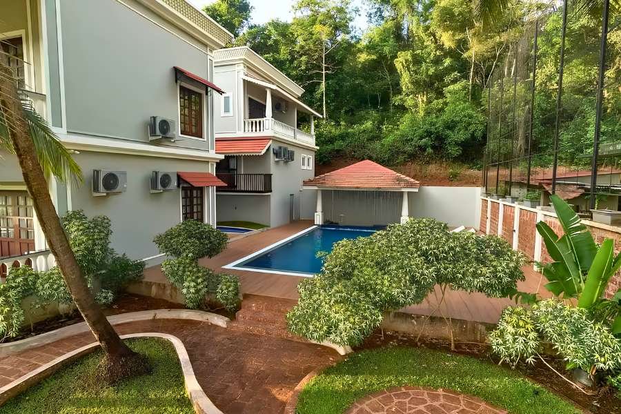 Private swimming pool at Mansion Sol luxury villa in Goa